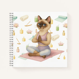 Yoga-Pose Namaste für siamesische Katzen-Liebhaber Notizbuch