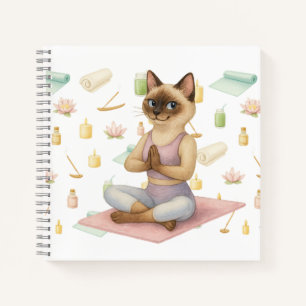 Yoga-Pose Namaste für siamesische Katzen-Liebhaber Notizbuch