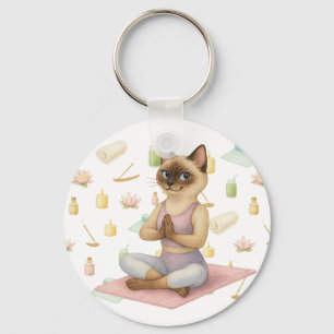 Yoga-Pose Namaste für siamesische Katzen-Liebhaber Schlüsselanhänger