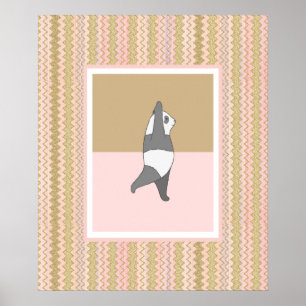 Yoga Pose Panda Rosa Hintergrund Poster