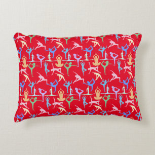 Yoga Pose Pastel Muster 01.bx4 Red BG Dekokissen