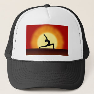 Yoga Pose Pose Silhouette Sunrise Hats Truckerkappe