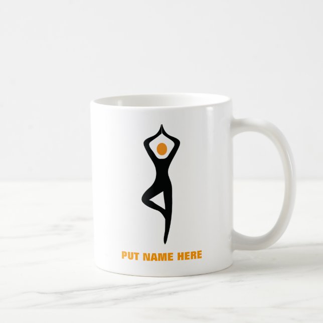 Yoga Pose schwarz, orange Kaffeetasse (Rechts)