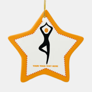 Yoga Pose schwarz, orange Keramikornament