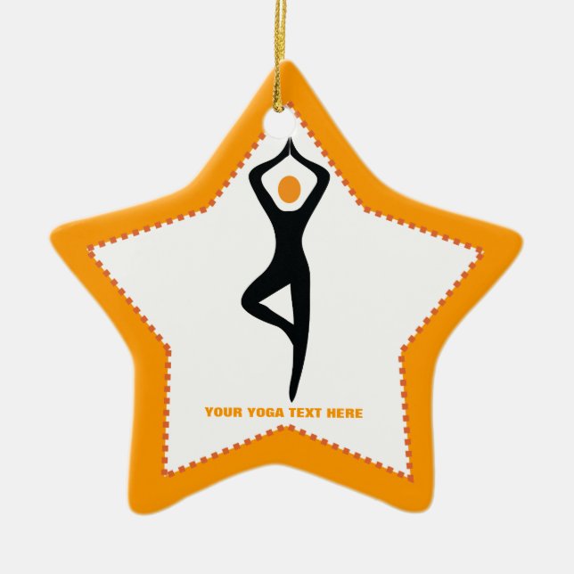 Yoga Pose schwarz, orange Keramikornament (Vorne)