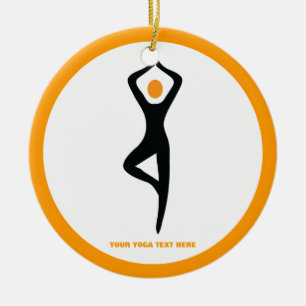 Yoga Pose schwarz, orange Keramikornament