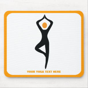 Yoga Pose schwarz, orange Mousepad