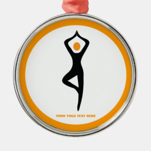 Yoga Pose schwarz, orange Ornament Aus Metall