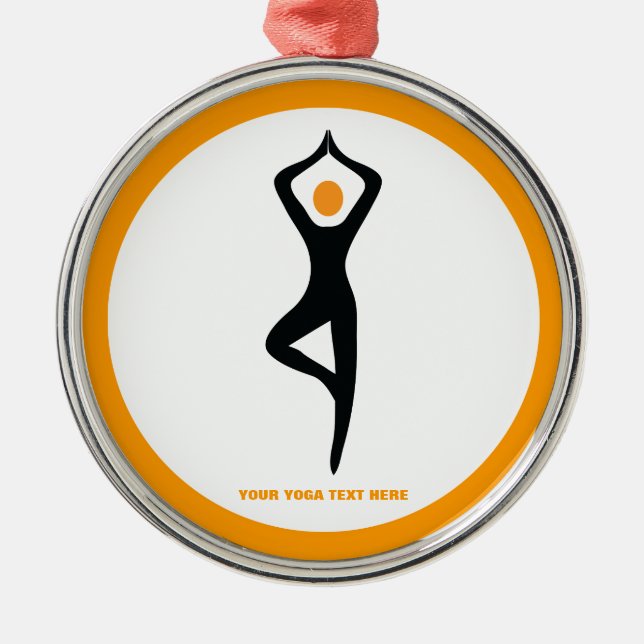 Yoga Pose schwarz, orange Ornament Aus Metall (Vorne)