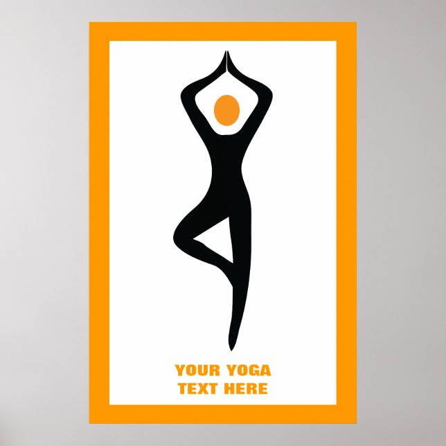 Yoga Pose schwarz, orange Poster (Vorne)