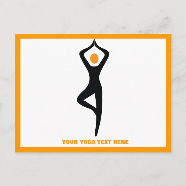 Yoga Pose schwarz, orange Postkarte (Vorderseite)