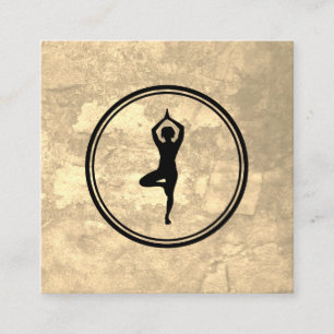 Yoga Pose Sepia Texture Quadratische Visitenkarte