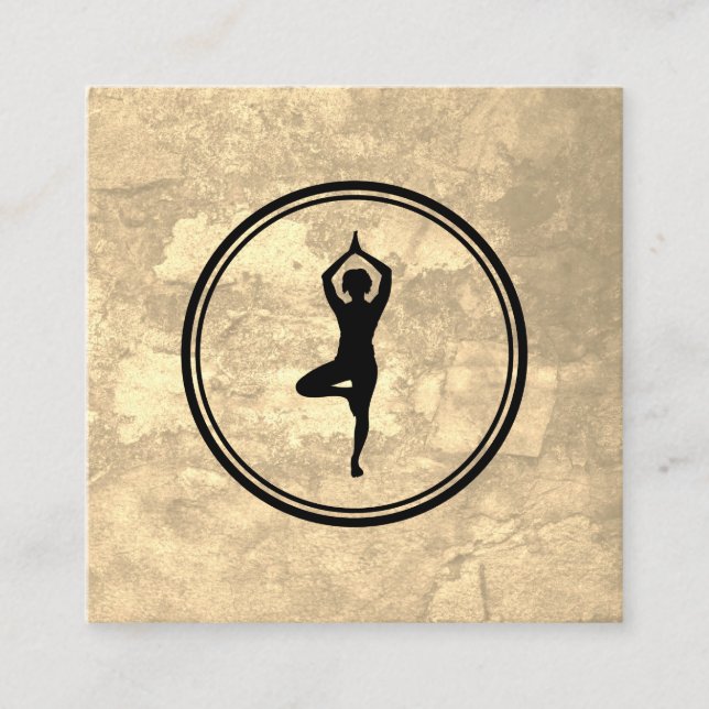 Yoga Pose Sepia Texture Quadratische Visitenkarte (Vorderseite)