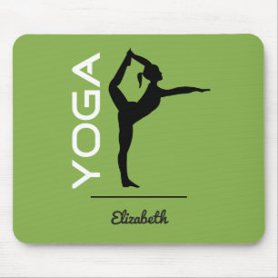Yoga Pose Silhouette auf Green Personalisiert Mousepad