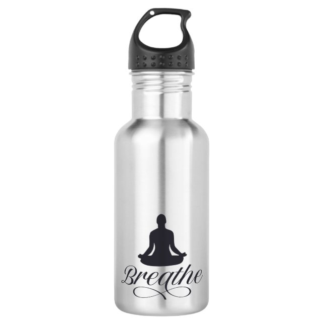 Yoga-Pose-Silhouette Edelstahlflasche (Vorderseite)