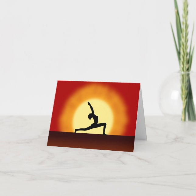 Yoga Pose Silhouette Sunrise Note Cards Karte (Vorderseite)
