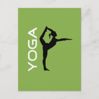 Yoga-Pose-Silhouette zum grünen Hintergrund