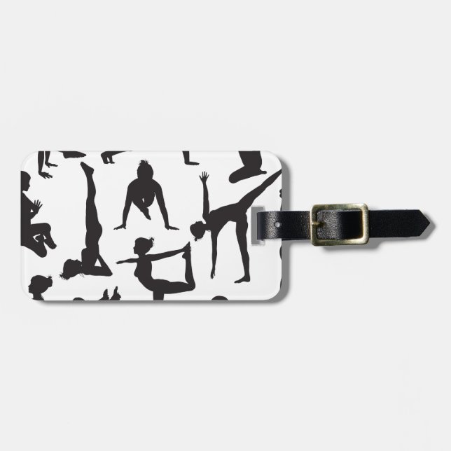 Yoga-Pose-Silhouetten Gepäckanhänger (Vorderseite horizontal)