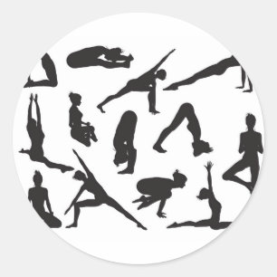 Yoga Pose Silhouetten Runder Aufkleber