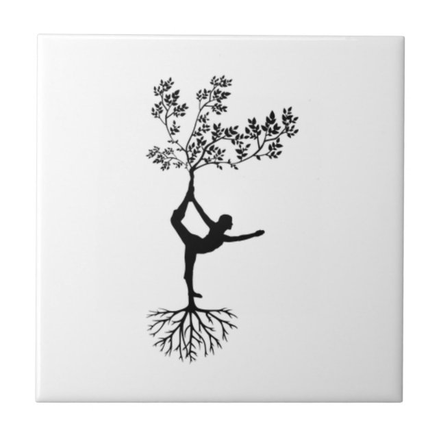Yoga Pose Tree Roots Keramik Foto Tile Fliese (Vorderseite)