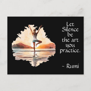 Yoga-Pose und Rumi-Silence-Zitat Postkarte