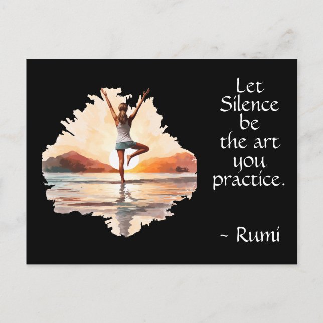 Yoga-Pose und Rumi-Silence-Zitat Postkarte (Vorderseite)