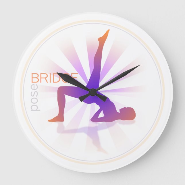 Yoga-Pose-Wand-Uhr (Brücken-Pose) Große Wanduhr (Vorderseite)