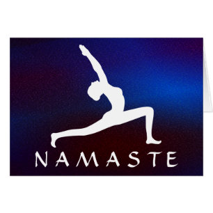 Yoga-Pose-weiße Silhouette blaues schimmerndes