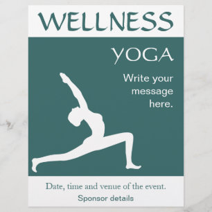 Yoga Pose White Silhouette Aqua Blue Aquamarine Fl Flyer