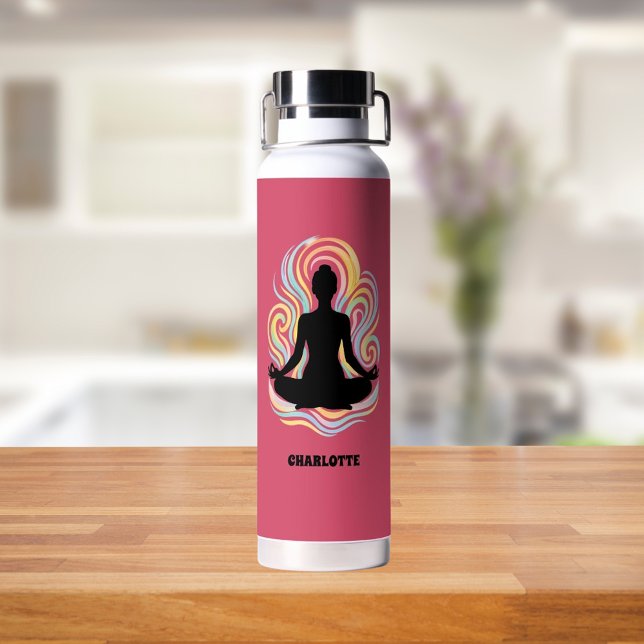 Yoga-Pose wirbelt rosa Name Trinkflasche (Von Creator hochgeladen)