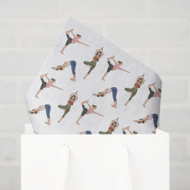 Yoga Pose Women Workout Wellness Pattern Seidenpapier