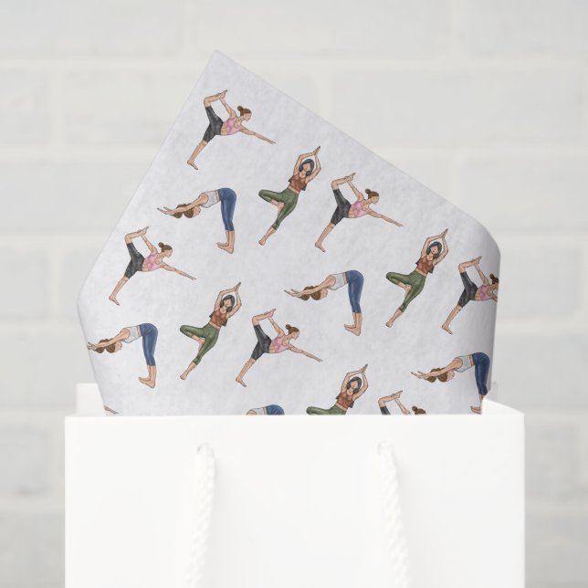 Yoga Pose Women Workout Wellness Pattern Seidenpapier (Geschenktüte)