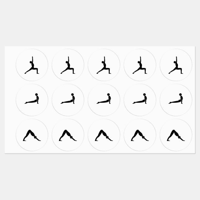 Yoga-Posen Etiketten (Blatt)