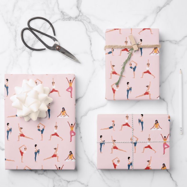 Yoga-Posen Geschenkpapier Set (Vorderseite)