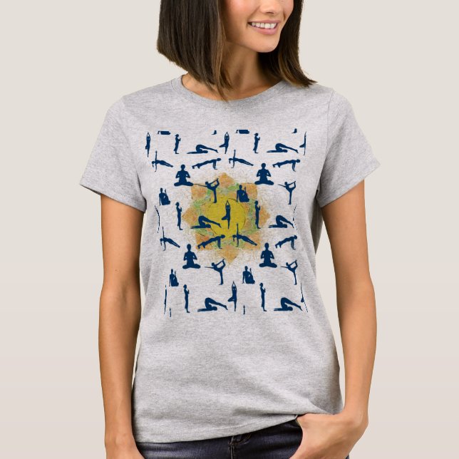 Yoga-Posen mit Zeichnend Lotus-Blume T-Shirt (Vorderseite)