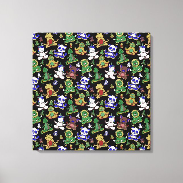 Yoga-Posen-Muster | Yoga-Nahtlose Muster 45 Leinwanddruck (Vorderseite)