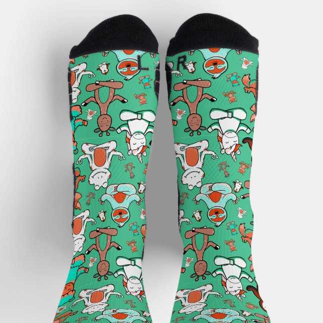 Yoga-Posen-Muster | Yoga-Nahtlose Muster 53 Klasse Socken (Oben)