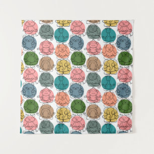 Yoga-Posen-Muster   Yoga-nahtloses Muster 9 Wandteppich