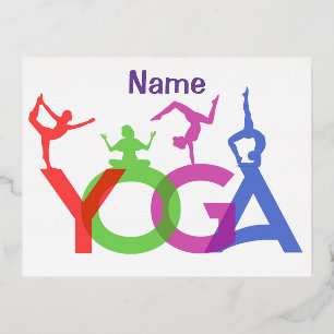 Yoga-Posen Silhouetten Thunder_Cove Folien Feiertagspostkarte