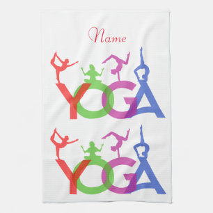 Yoga Posen Silhouetten Thunder_Cove Geschirrtuch