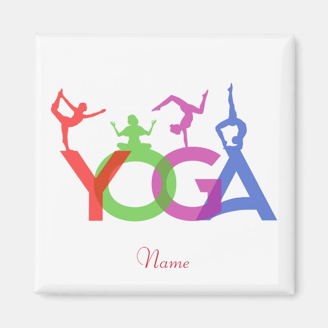 Yoga Posen Silhouetten Thunder_Cove Magnet (Vorne)