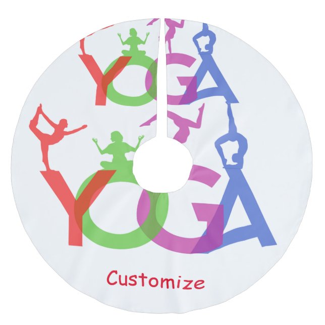Yoga Posen Silhouetten Thunder_Cove Polyester Weihnachtsbaumdecke (Vorderseite)