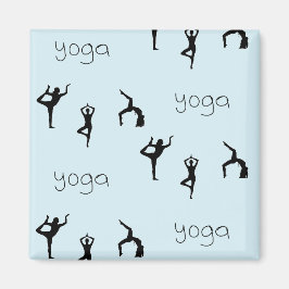 Yoga-Posen und Textmuster auf blau Magnet
