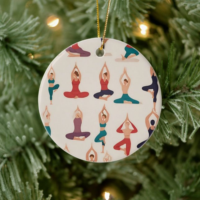 Yoga Posen Weihnachtsfeier Keramik Ornament (Baum)