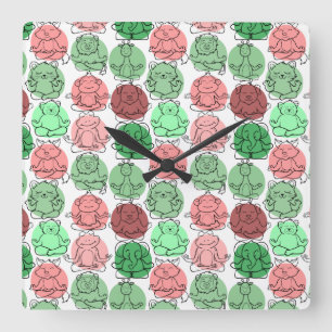 Yoga poses pattern Yoga seamless pattern 18 Quadratische Wanduhr