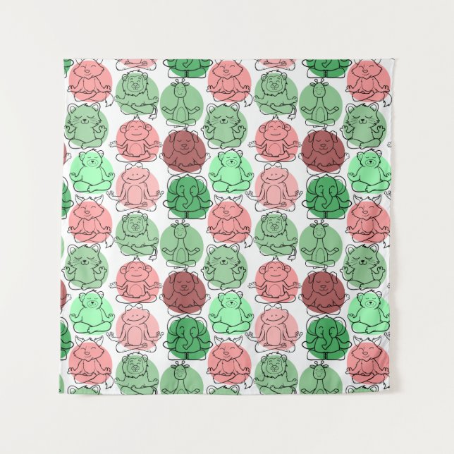 Yoga poses pattern | Yoga seamless pattern 18 Wandteppich (Vorderseite)