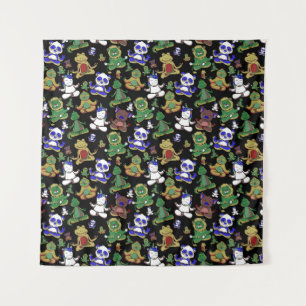 Yoga poses pattern Yoga seamless pattern 45 Wandteppich
