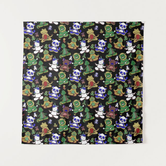 Yoga poses pattern | Yoga seamless pattern 45 Wandteppich (Vorderseite)