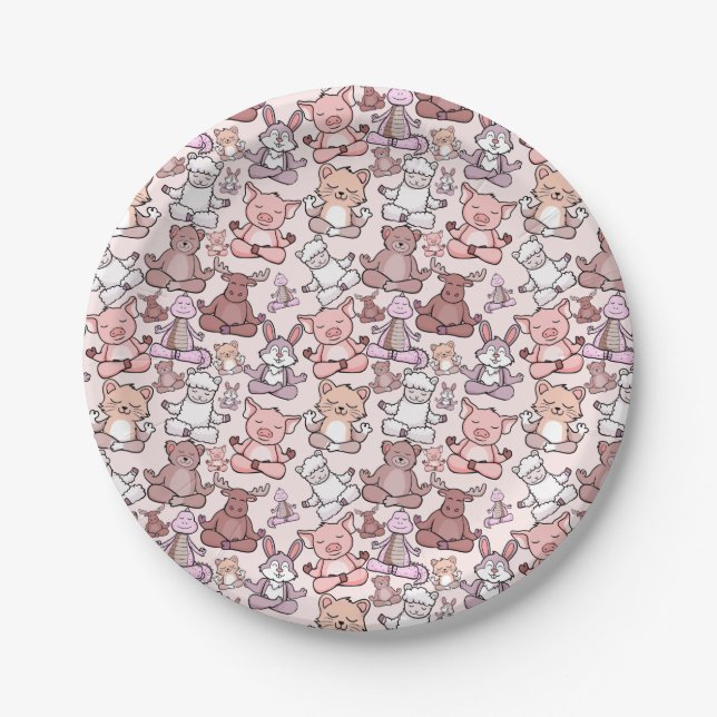 Yoga poses pattern | Yoga seamless pattern 48 Pappteller (Vorderseite)