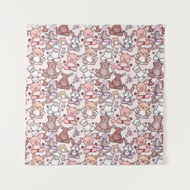 Yoga poses pattern | Yoga seamless pattern 48 Wandteppich (Vorderseite)